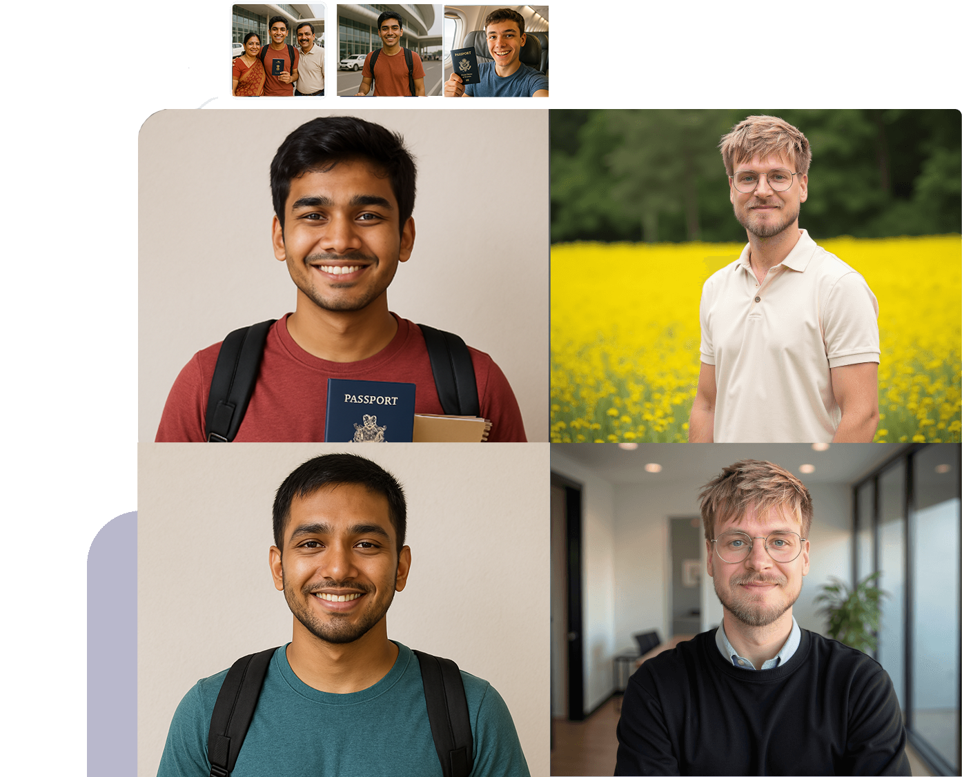 Before and after photos of a man turned into AI headshots created by HeadshotPro